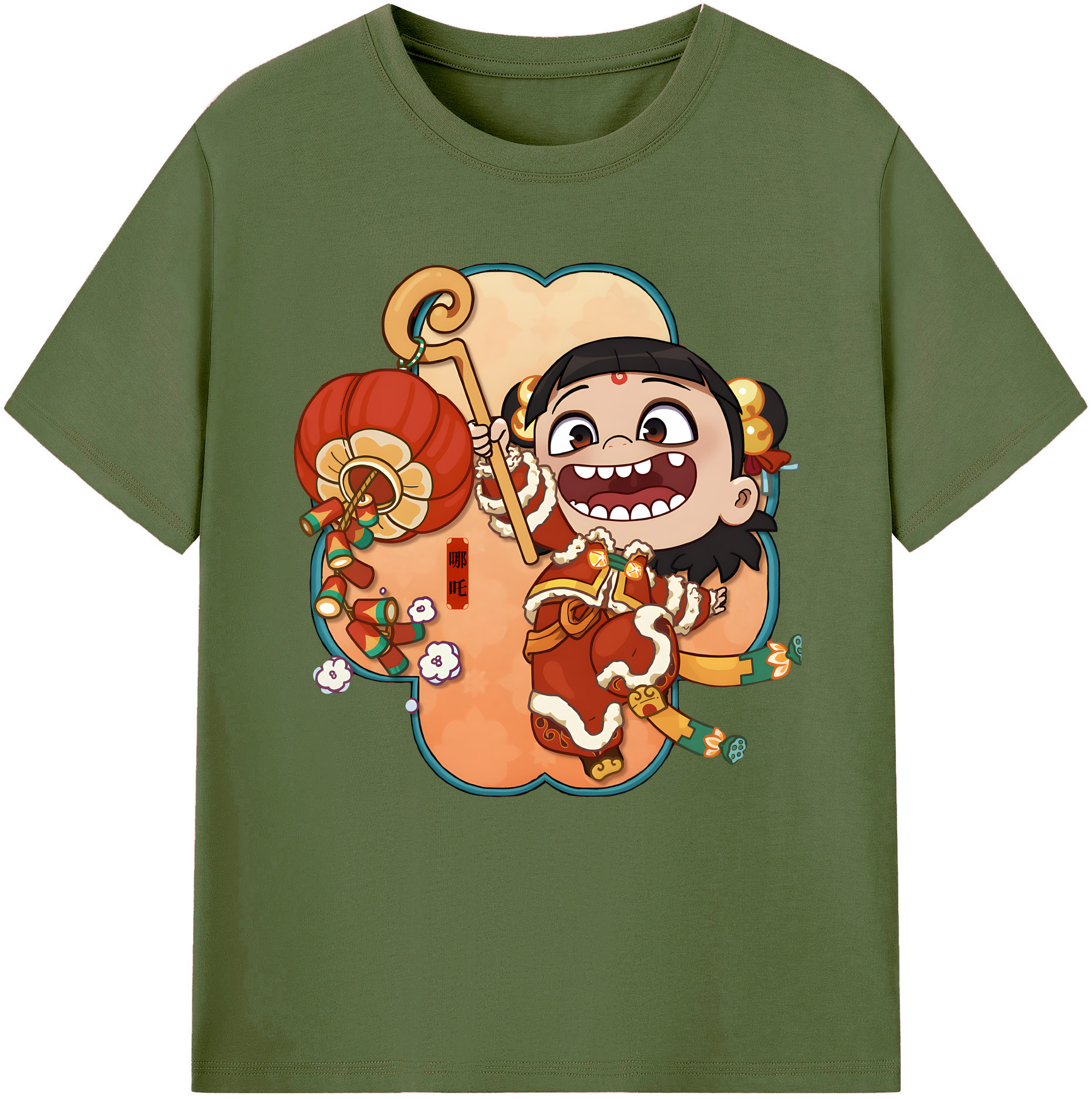 （画像用） Ne Zha 2 ナタ 魔童の大暴れ 綿100％半袖Tシャツ（フロントプリント）